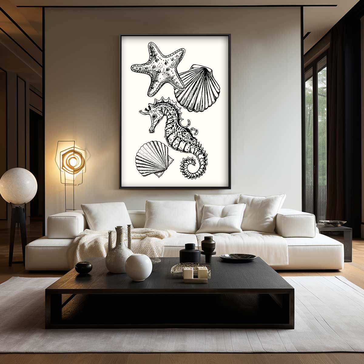 Zeeschatten Illustratie – modern portret kunstwerk van WallArtistic