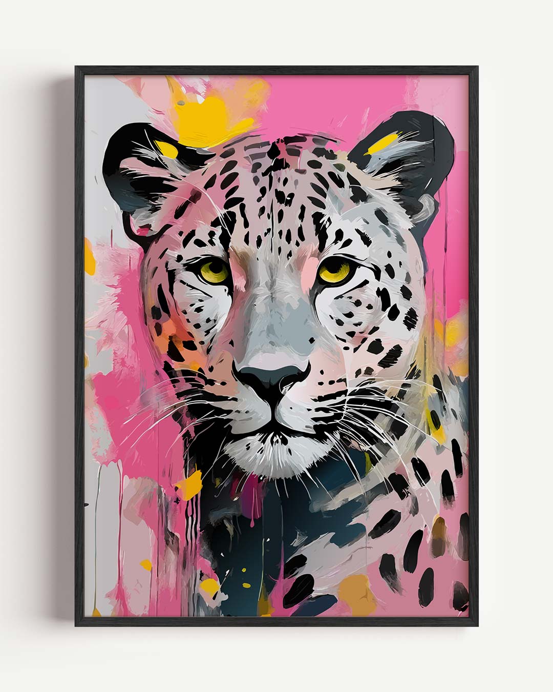 Dromerige Luipaard Kunstprint – dieren portret poster als wanddecoratie