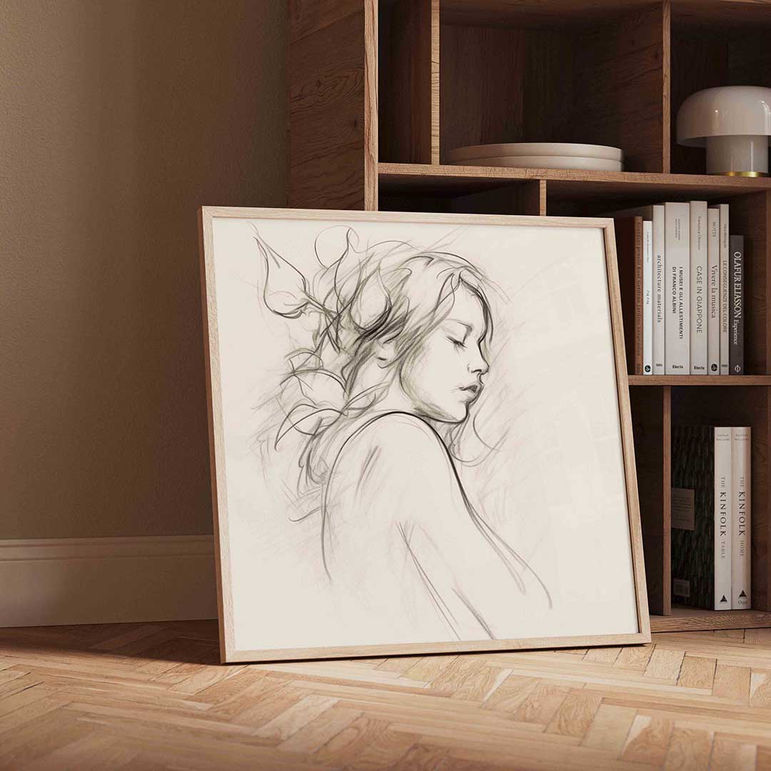 Vrouwelijk profiel – moderne wandkunst met kleur en vormen als poster