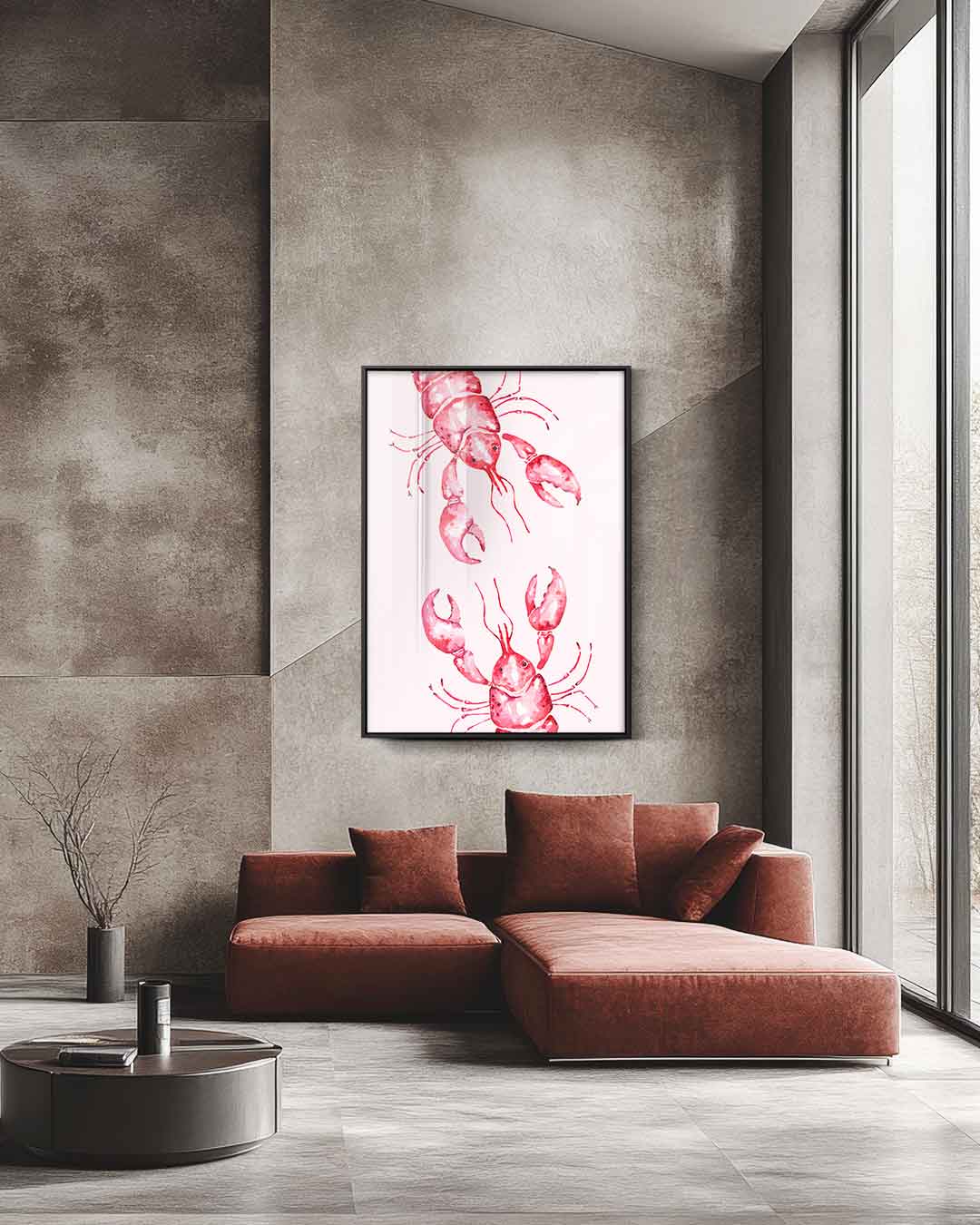 Vrolijke Kreeften in Aquarel – staande wandkunst voor woonkamer of interieur