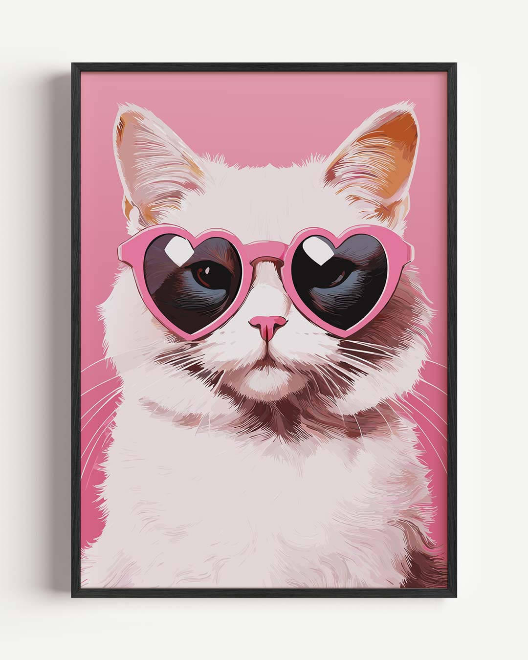 Kat met Hartjesbril – dieren portret poster als wanddecoratie