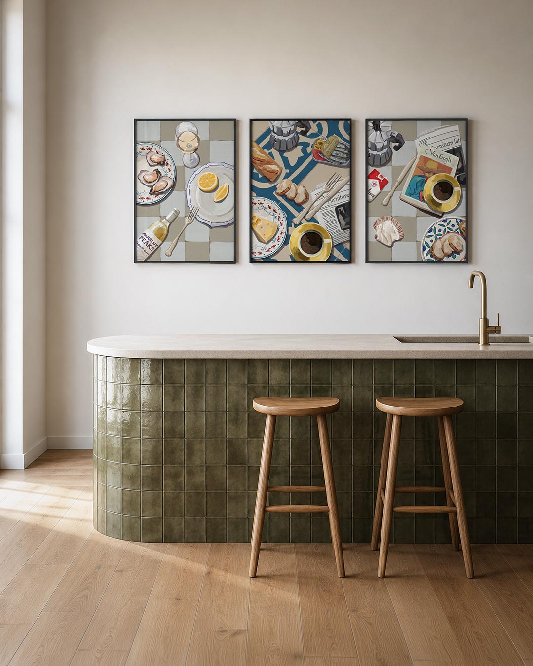 Eettafel compositie posterset – tweede productweergave – deze driedelige postercombinatie toont een tafel met