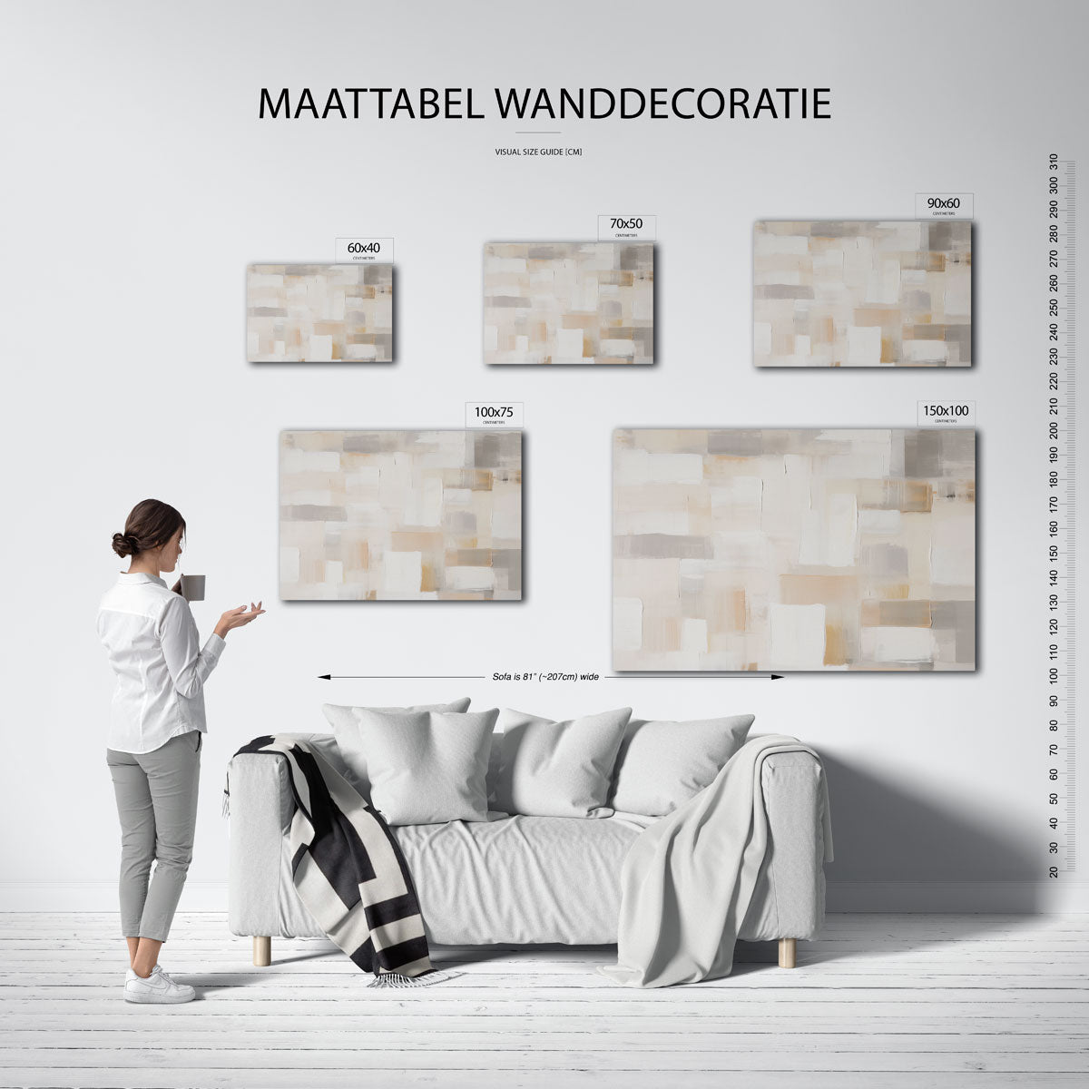 Zachte geometrie – moderne liggende wandkunst
