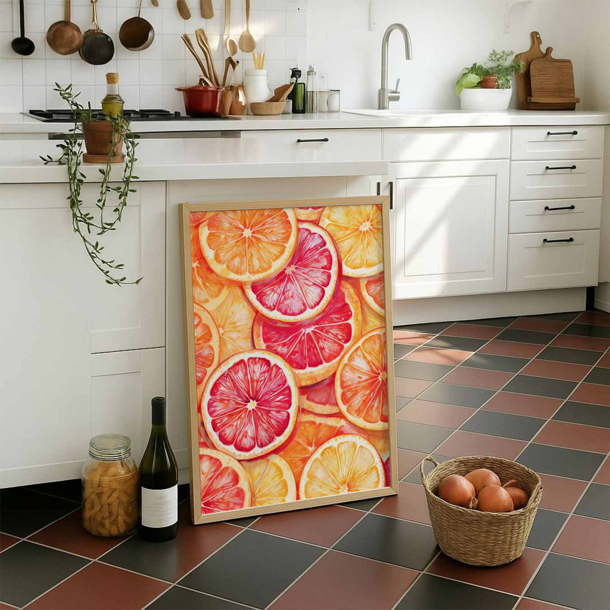 Zomerse Citrustonen – staande muurposter voor keuken of eethoek