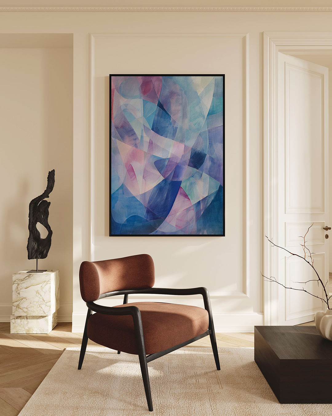 Vloeiende kleurencompositie – staand wanddecoratie kunstwerk
