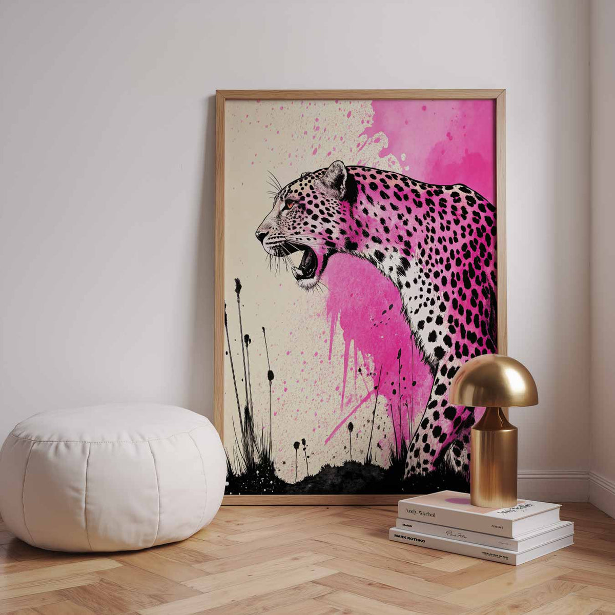 Wild Roze Leopard Print – dieren poster in staand formaat