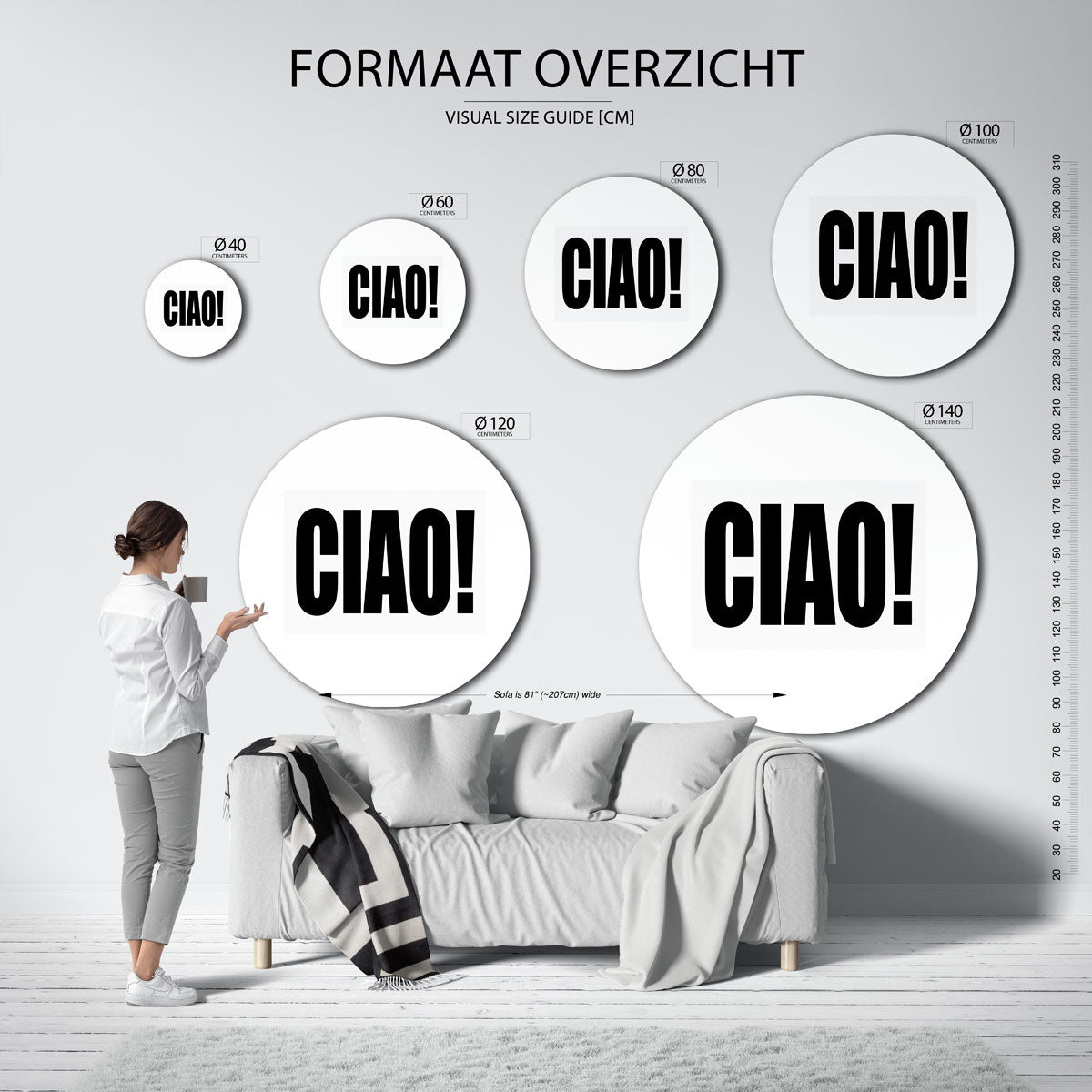 Ciao – abstracte wandkunst met textuur als muurcirkel