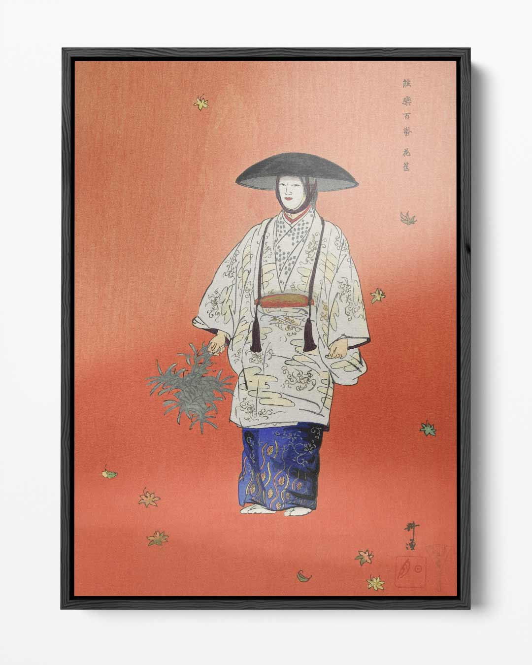 Japans Tekenwerk in Herfsttinten – portret kunstwerk als wanddecoratie