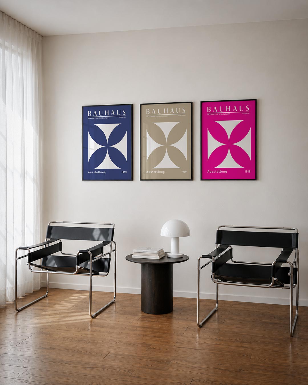 Vorm en balans posterset – derde productweergave – deze posterset in drie delen toont een harmonieus lijnenspel van witte en