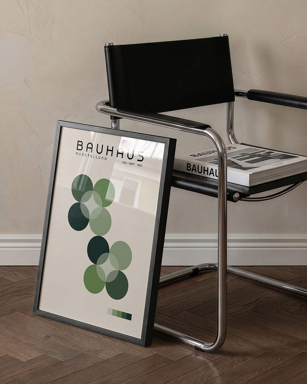 Cirkelvormen en vlakken – staande Bauhaus poster voor aan de muur