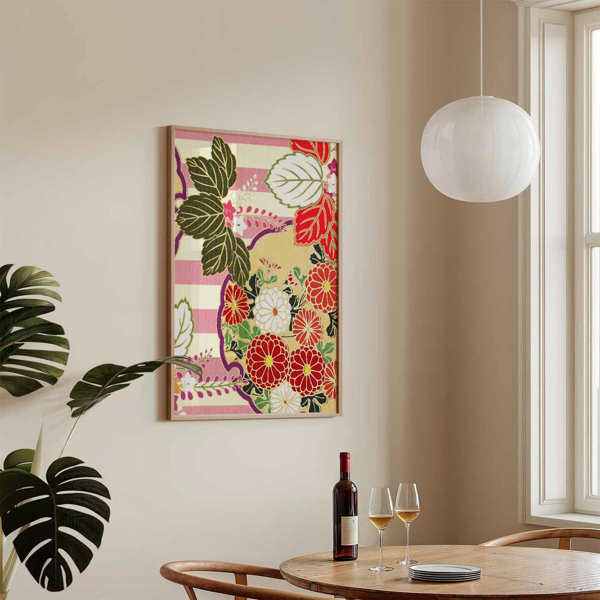 Japanese Floral Kimono – staande Popart wanddecoratie van WallArtistic