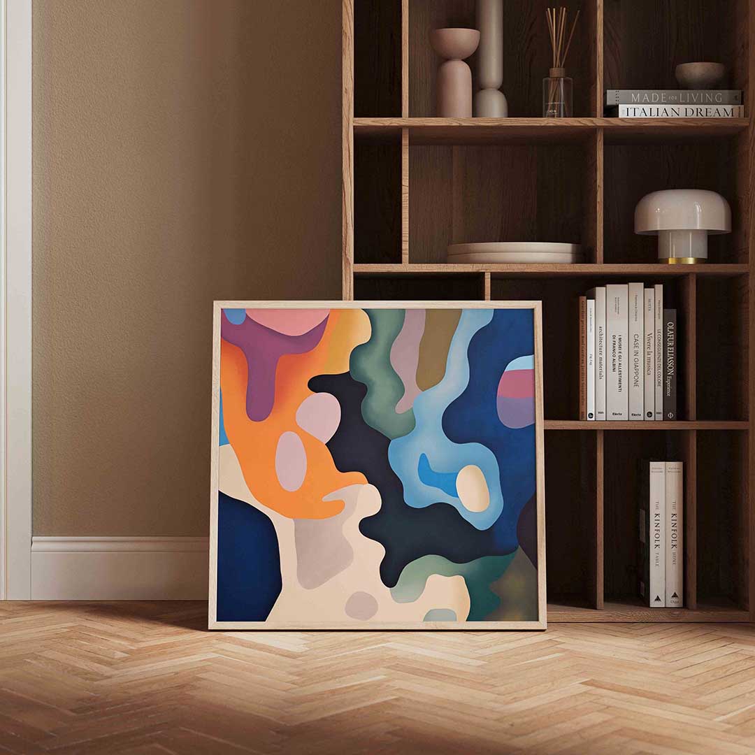 Abstracte vormen – vierkante wanddecoratie met kleur en vorm van WallArtistic