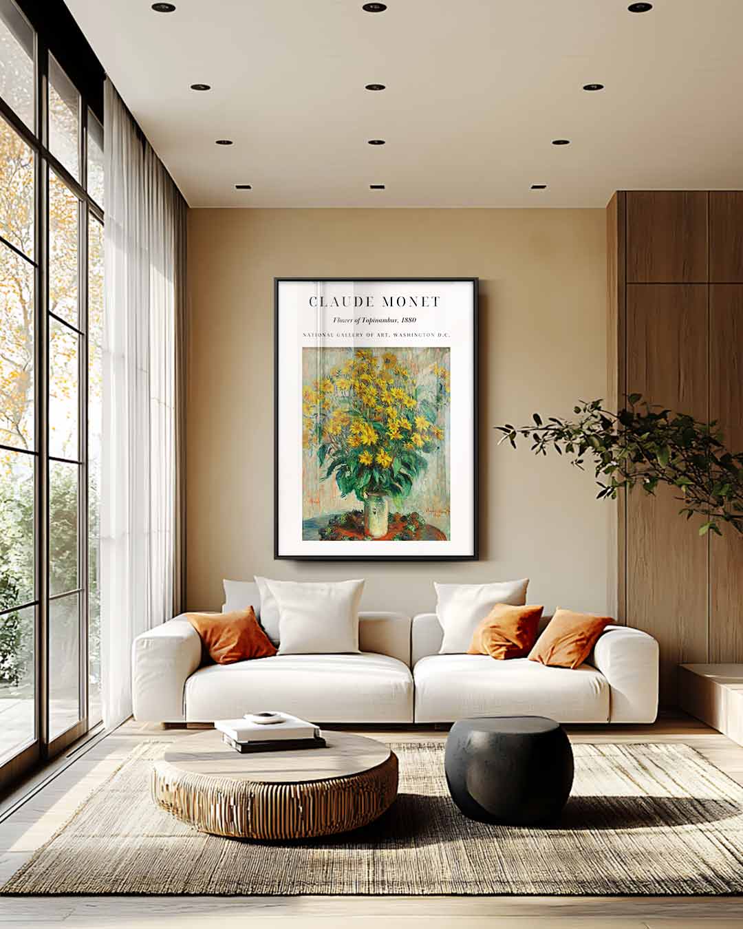 Zonnige Bloemenpracht in Vaas – staand kunstwerk voor modern interieur