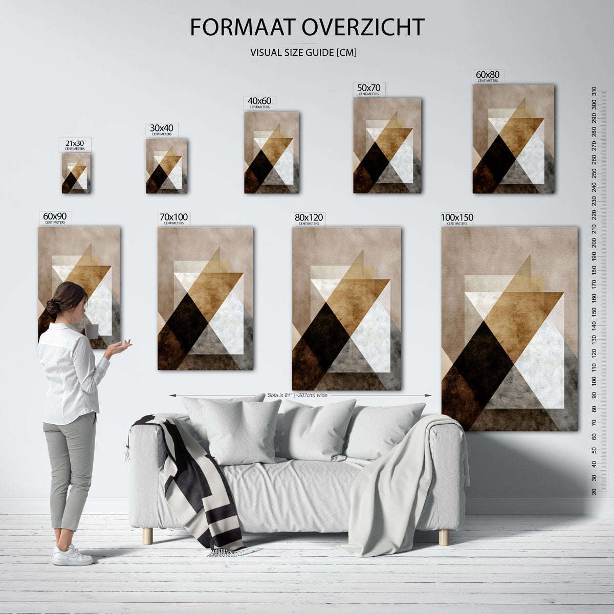 Geometrische vormen – staande muurposter met abstracte vormen
