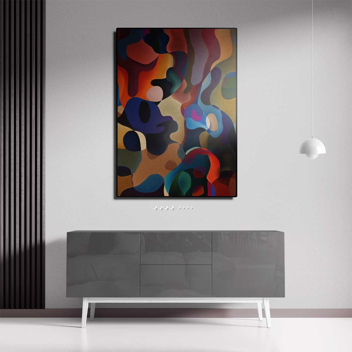 Kleurrijke Dans van Abstracte Vormen – canvas kunstwerk als wanddecoratie