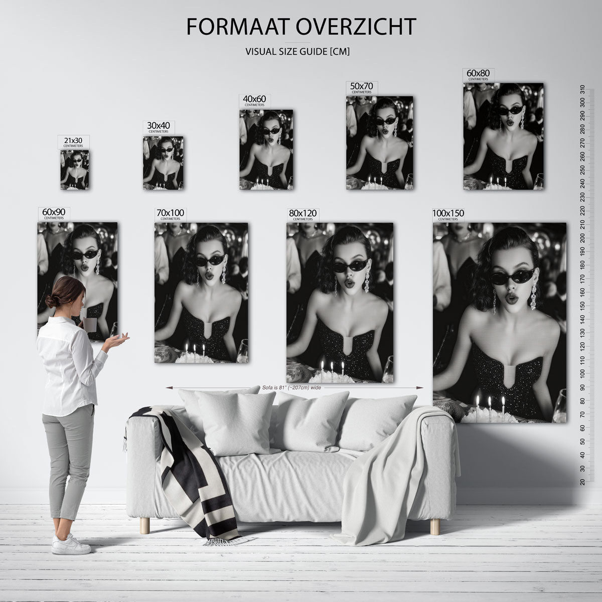 Vrouw met zonnebril – staande muurposter in Pop Art stijl