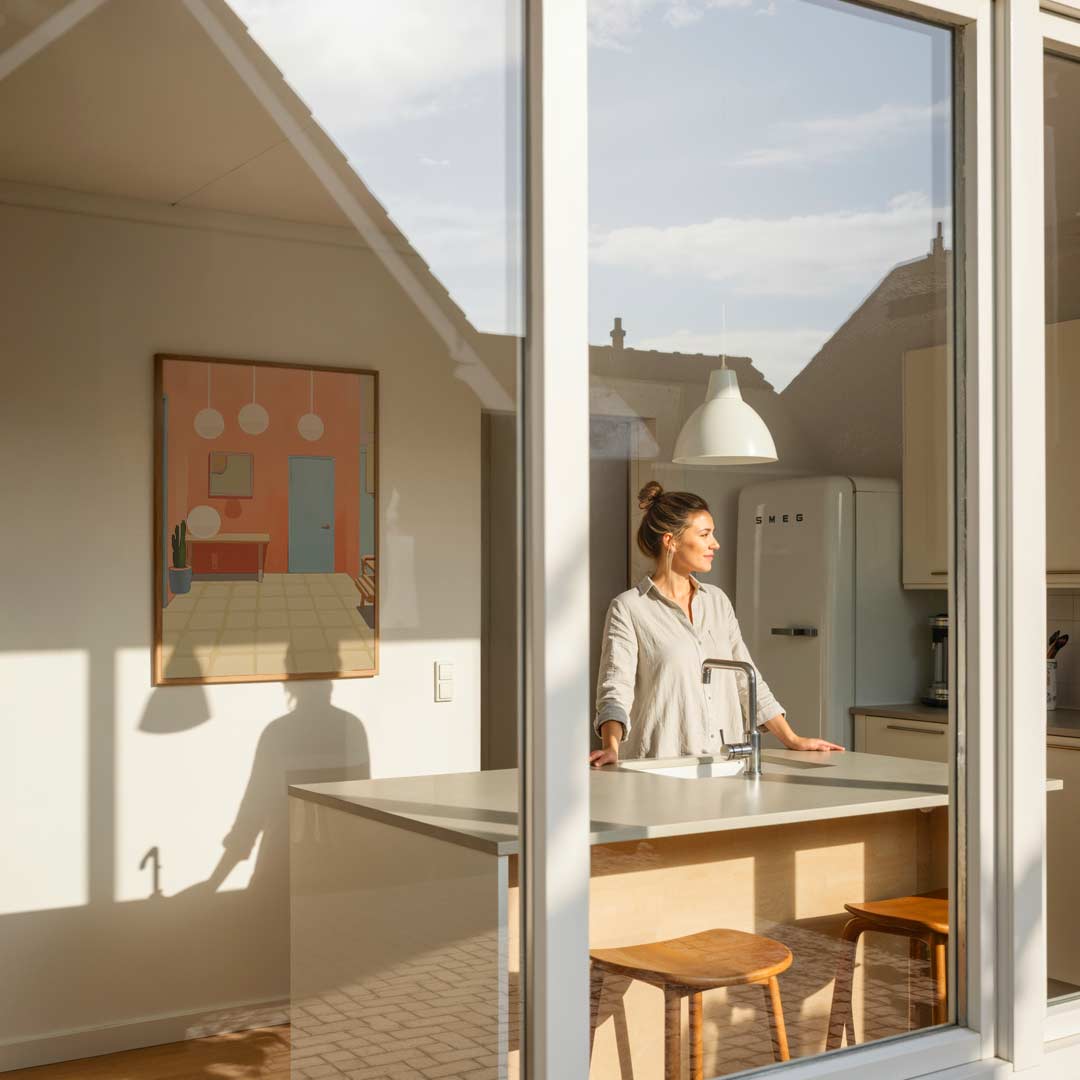 Stijlvolle Retro Woonkamer – elegante poster in staand formaat