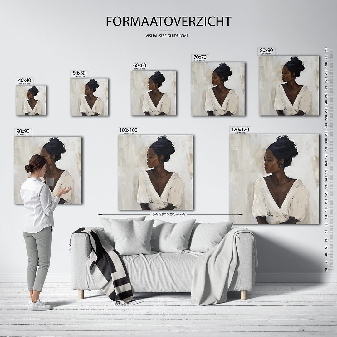 Dromerige vrouw kunstwerk – materiaalweergave – dit werk toont een vrouw met gesloten ogen. De zachte penseelstreken en
