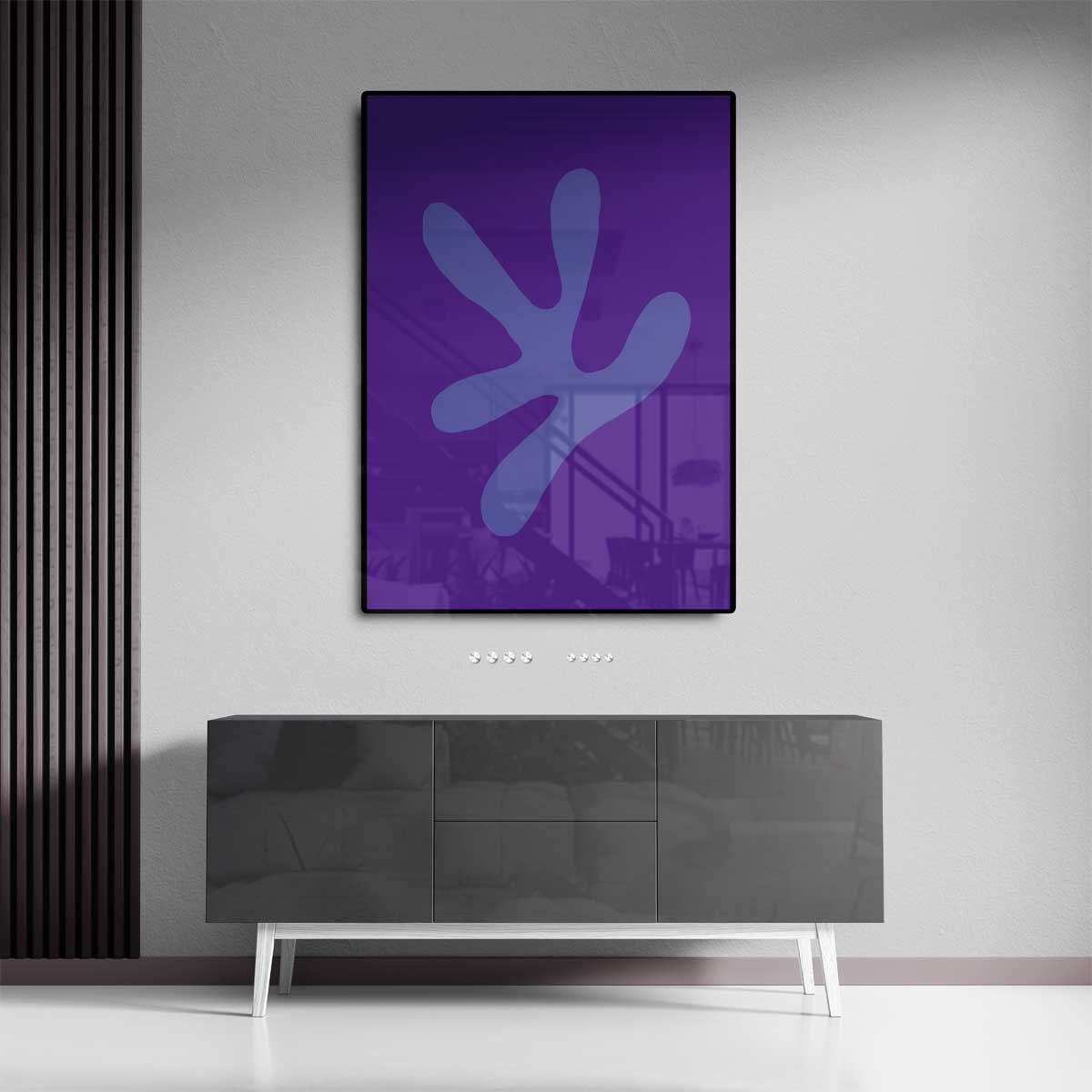 Speelse Paarse Vormen – canvas wanddecoratie in portret formaat