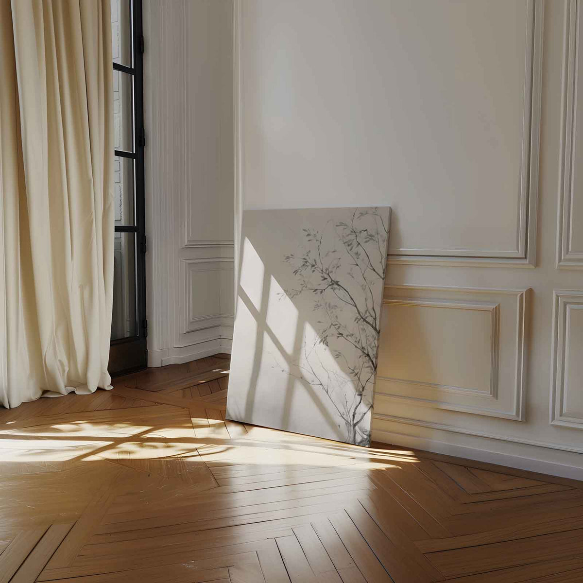 Subtiele Natuurtekening – staand kunstwerk voor modern interieur