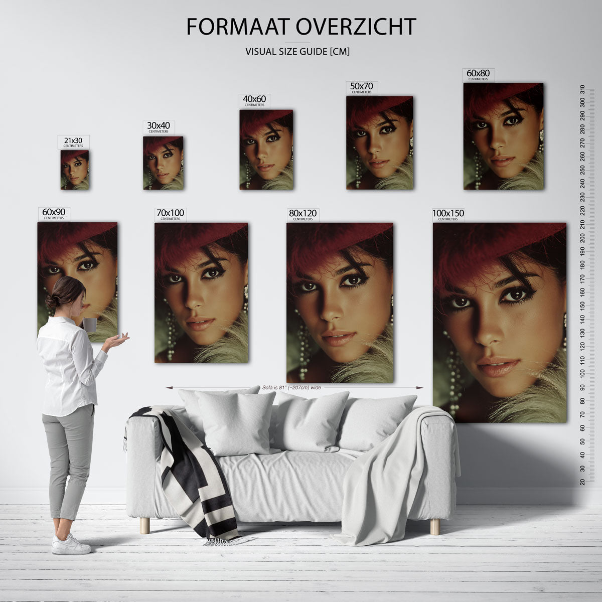 Portret met rode hoed – staande muurposter in Pop Art stijl