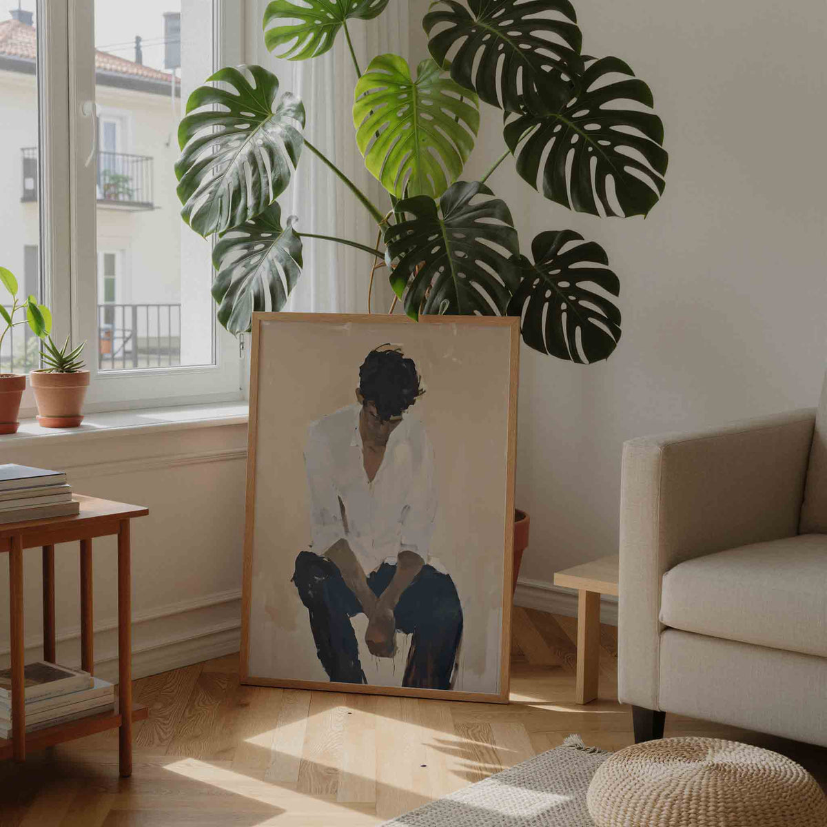 Zittende figuur – moderne illustratie als portret poster