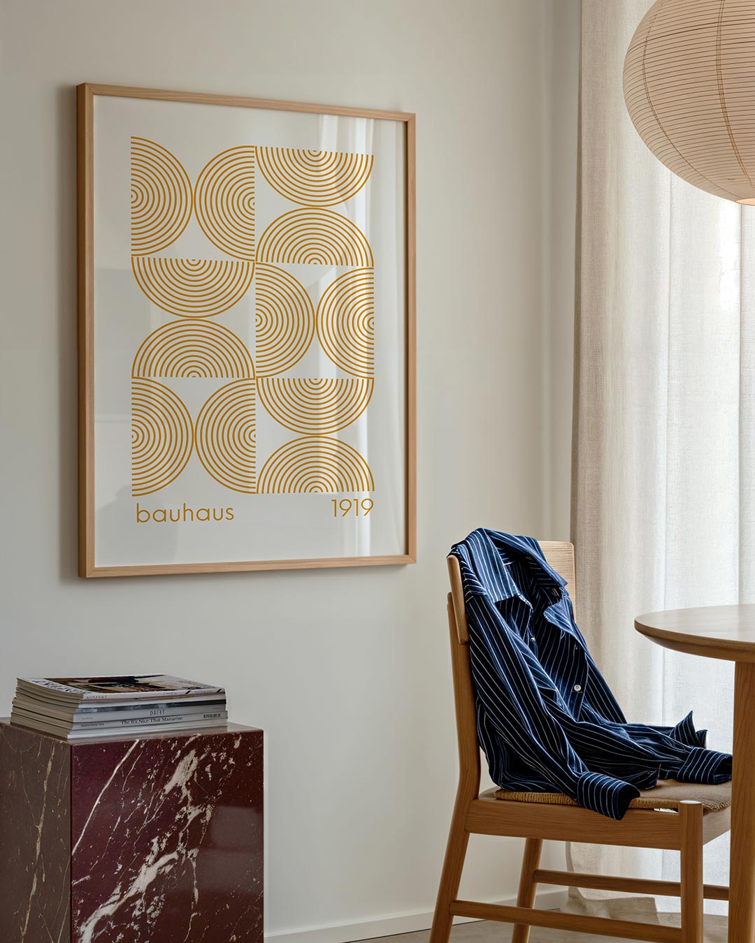 Cirkelritme en lijnen – geometrische poster in Bauhaus-stijl van WallArtistic