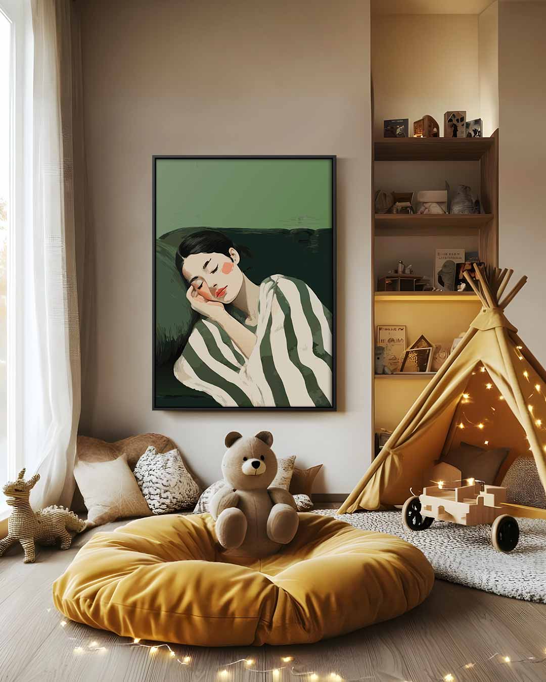 Slapende Schoonheid – modern portret kunstwerk van WallArtistic