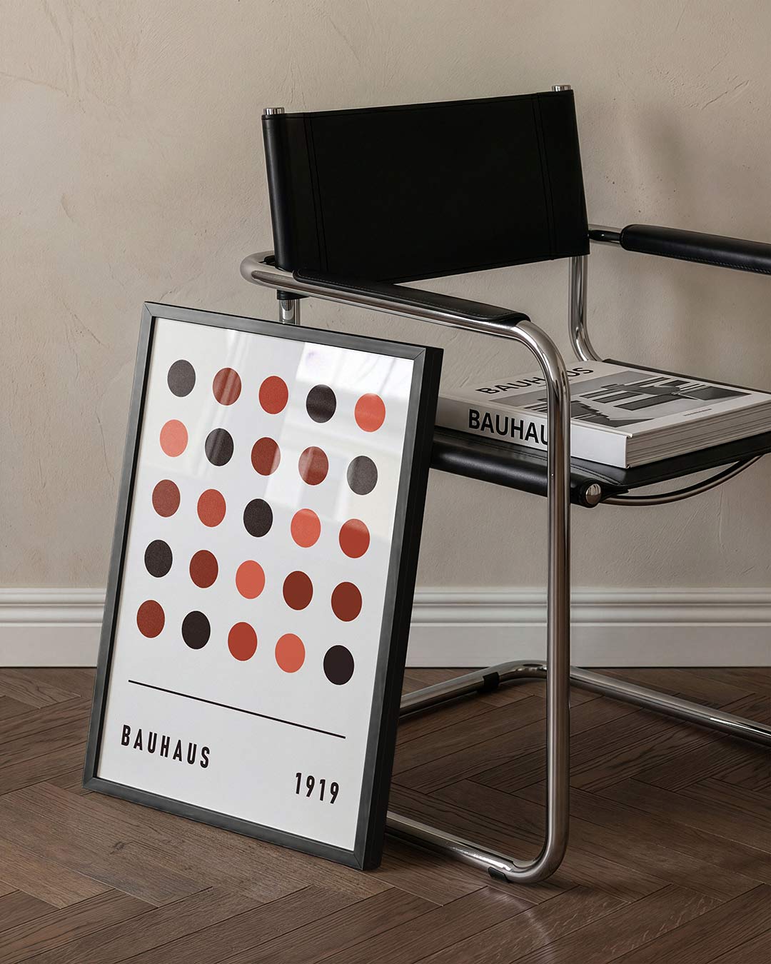 Cirkelritme en balans – staande Bauhaus poster voor aan de muur