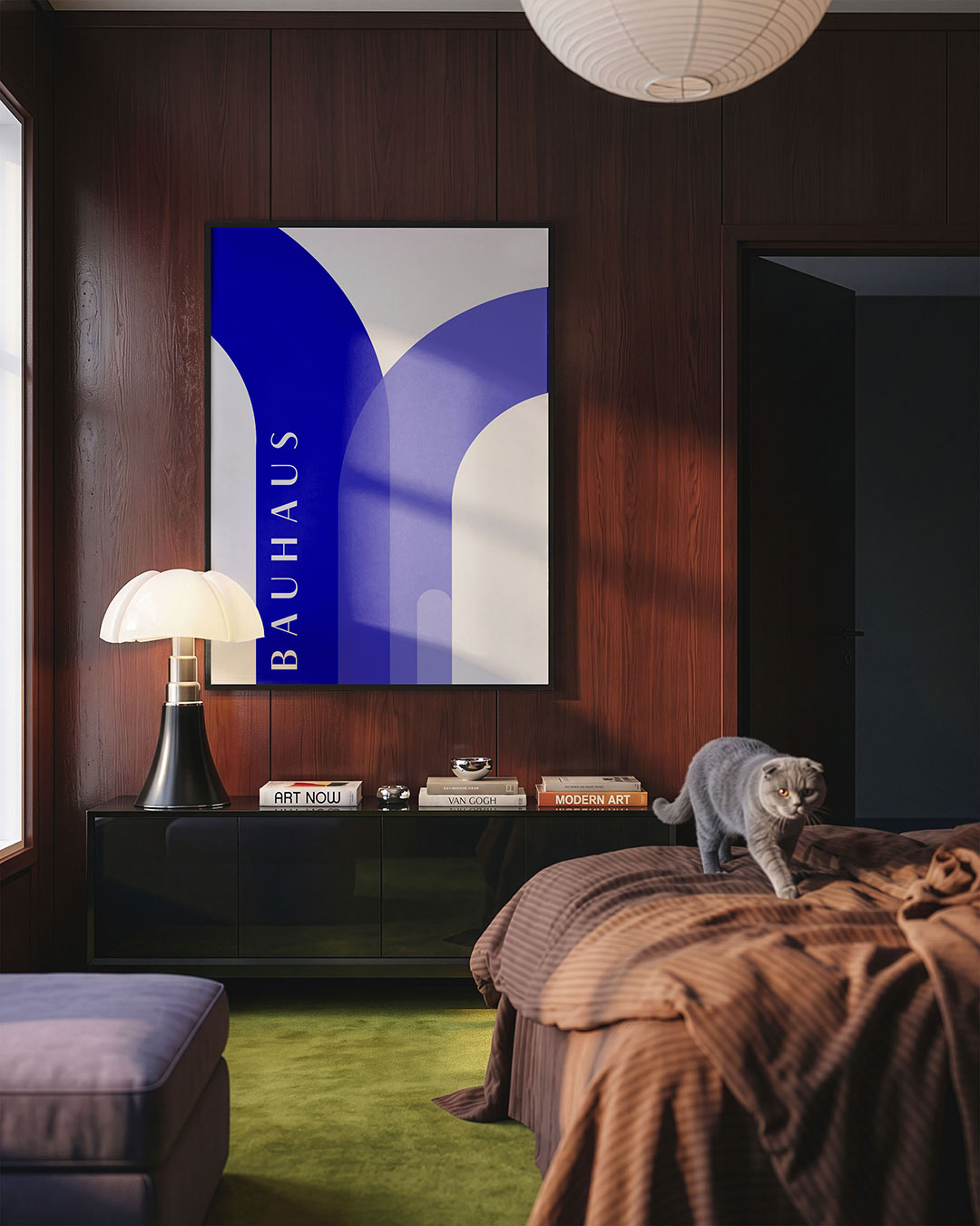 Kleurvlakken en lijnen – geometrische Bauhaus poster in staand formaat