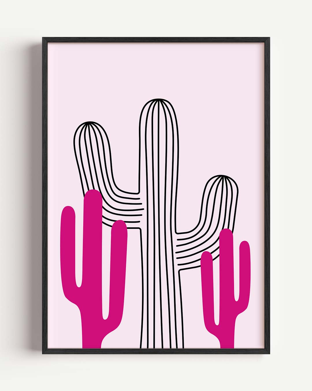 Felgekleurde Cactus Illustratie – paas portret poster als wanddecoratie