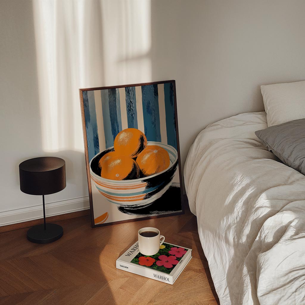 Citrusfrisse Sinaasappelkom – staande Popart wanddecoratie van WallArtistic