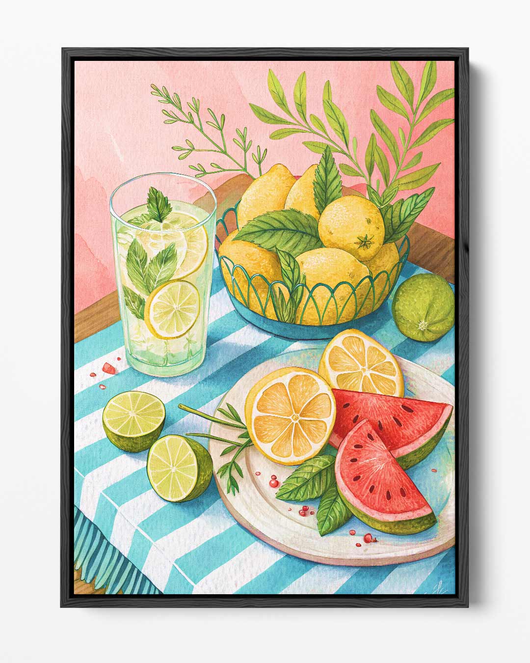 Zomers Citrusfeestje – portret kunstwerk als wanddecoratie