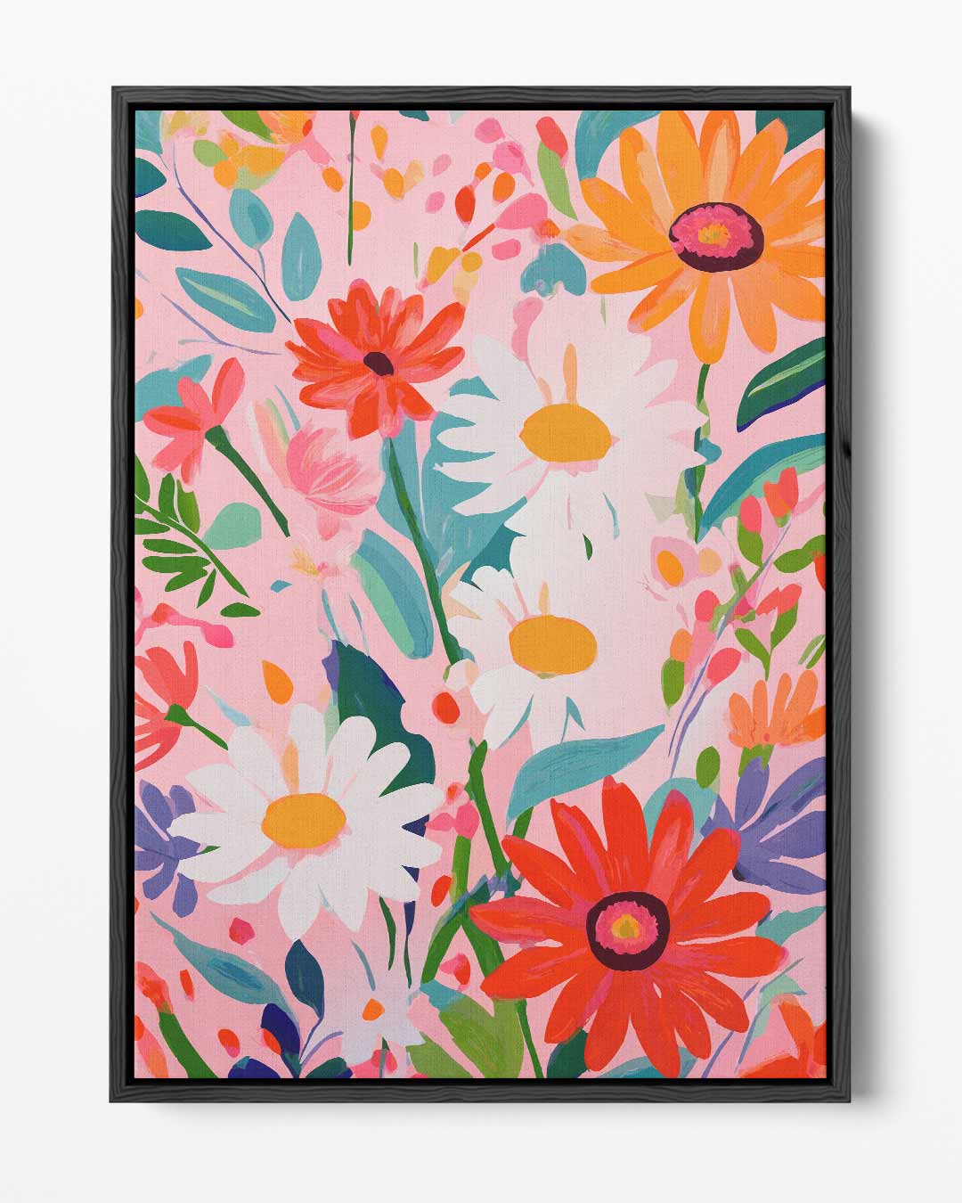 Bloemenpracht op Roze – portret kunstwerk als wanddecoratie