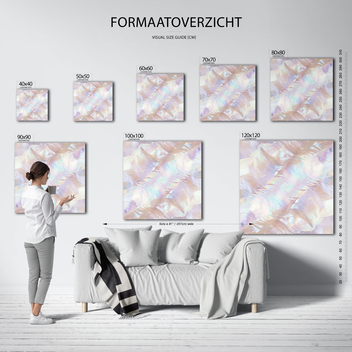 Pastel abstractie – vierkante muurposter met abstracte vormen
