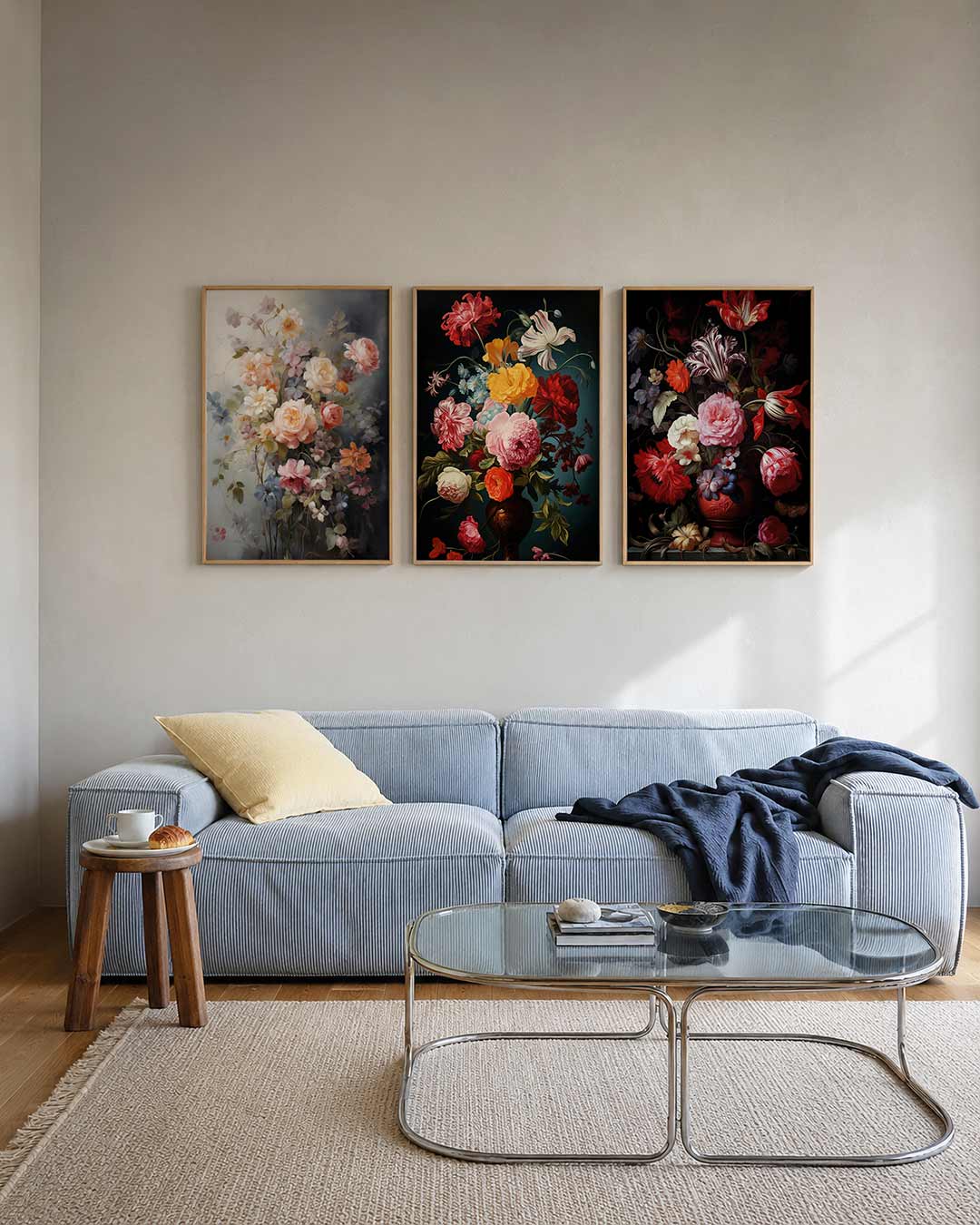 Bloemenpracht posterset – tweede productweergave – deze driedelige postercombinatie toont een weelderige