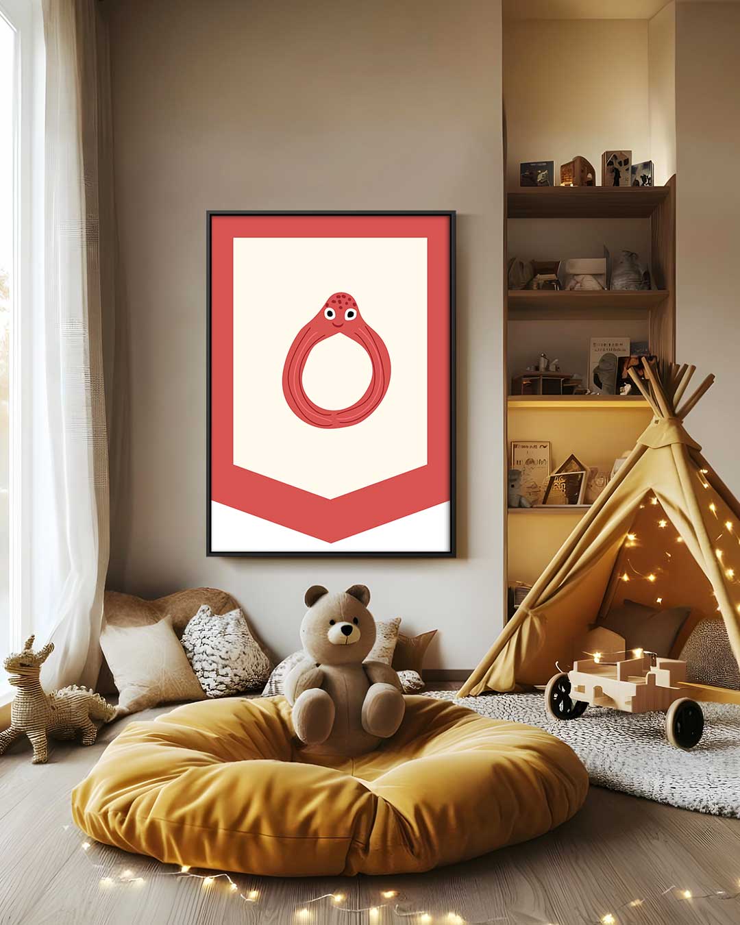 Blij Octopus Wandtapijt – staand kunstwerk voor modern interieur