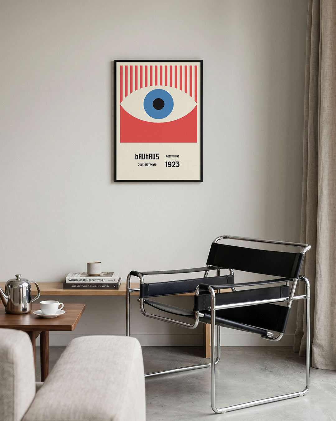 Oogvorm en lijnen – geometrische Bauhaus poster in staand formaat