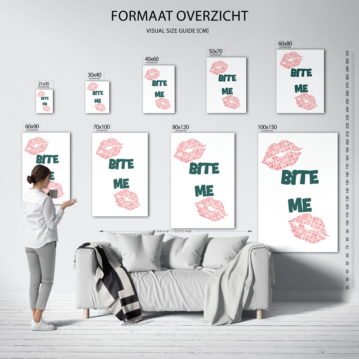 Lippen en tekst – staande muurposter in Pop Art stijl