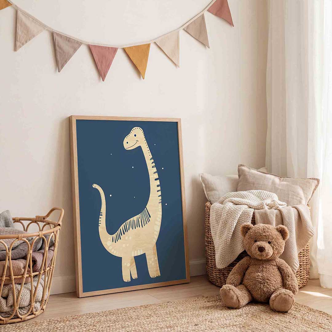 Dinosaurus illustratie – speelse wandkunst als portret kinderposter