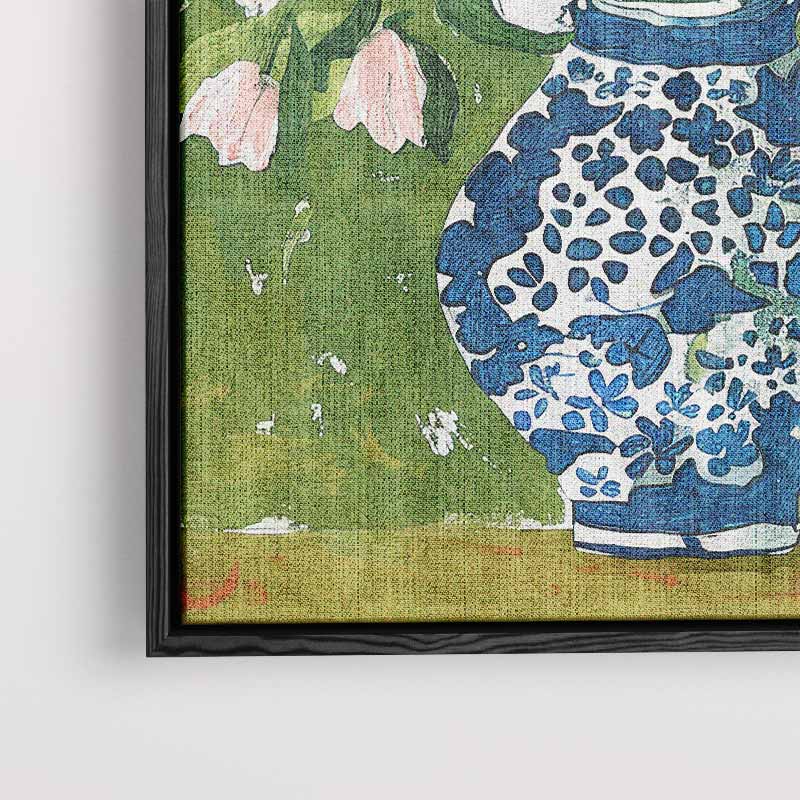 Bloemen in Blauwe Vaas – staand kunstwerk voor modern interieur
