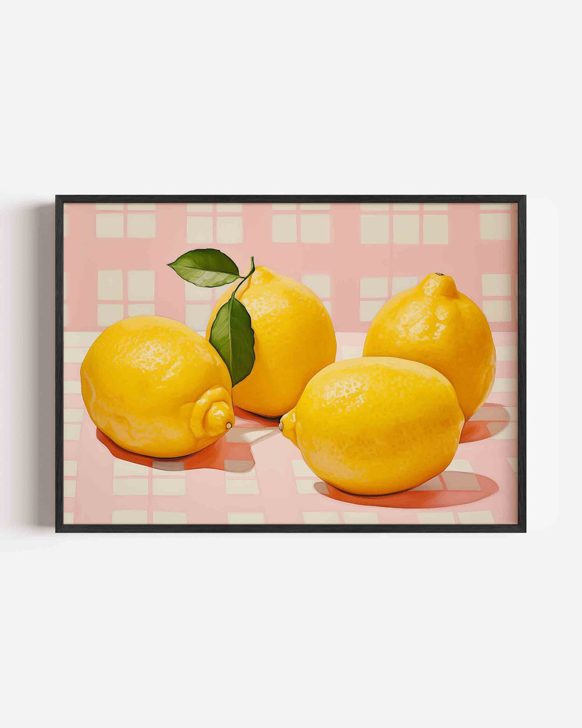 Citroenen op roze achtergrond – keuken landscape poster als wanddecoratie
