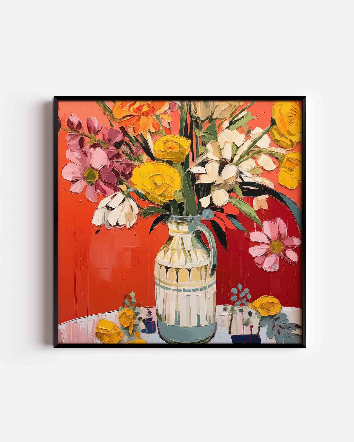 Bloemen in vaas – bloemen vierkante poster als wanddecoratie