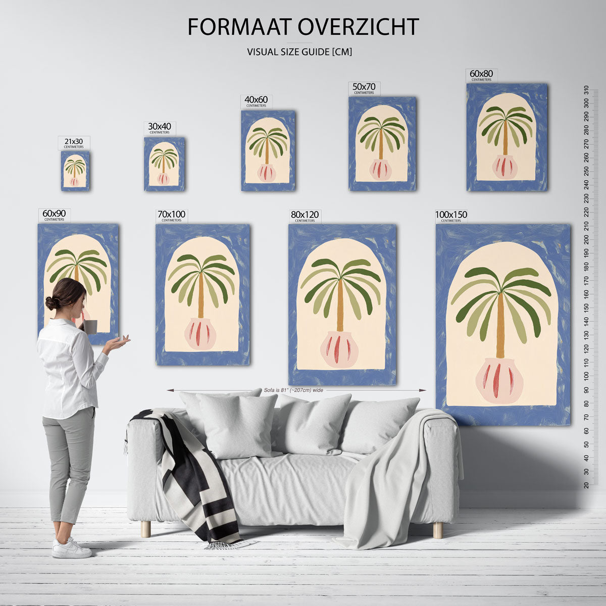 Palmboom in pot – staande muurposter met botanisch thema