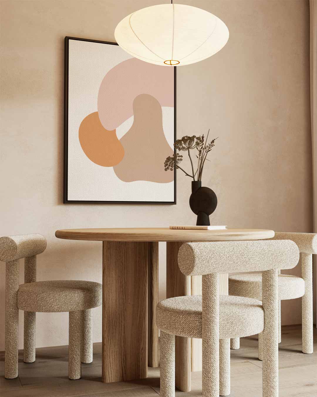Zachte Vormen Abstract – kunstwerk met zwarte baklijst