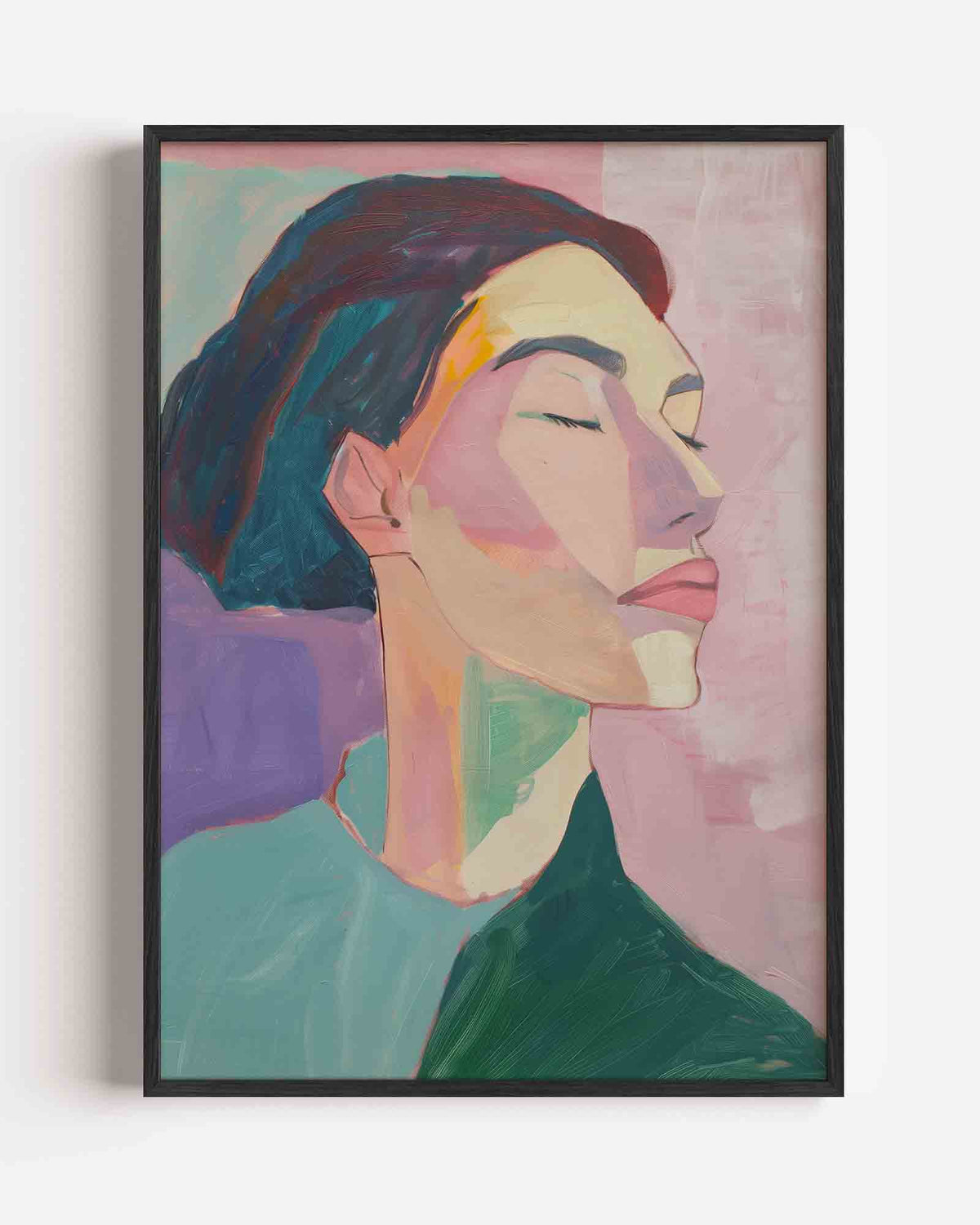 Portret met gesloten ogen – hedendaagse illustratie portret poster als wanddecoratie