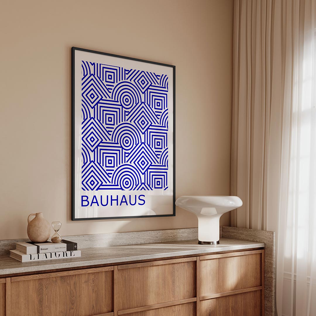 Lijnen en patronen – geometrische Bauhaus poster in staand formaat