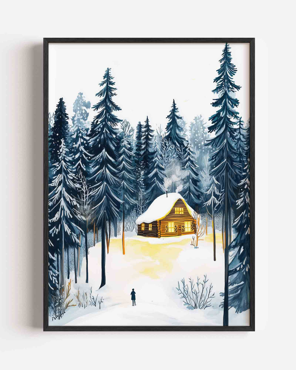 Winterlandschap met huis – kids portret poster als wanddecoratie