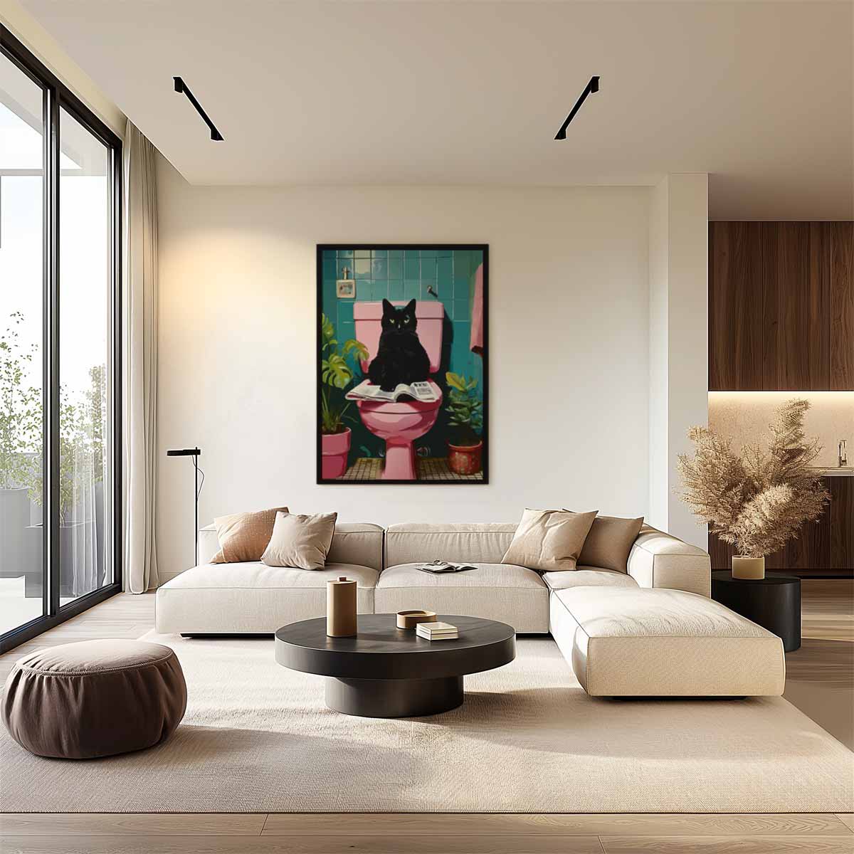 Kat op de Troon – staand kunstwerk voor modern interieur