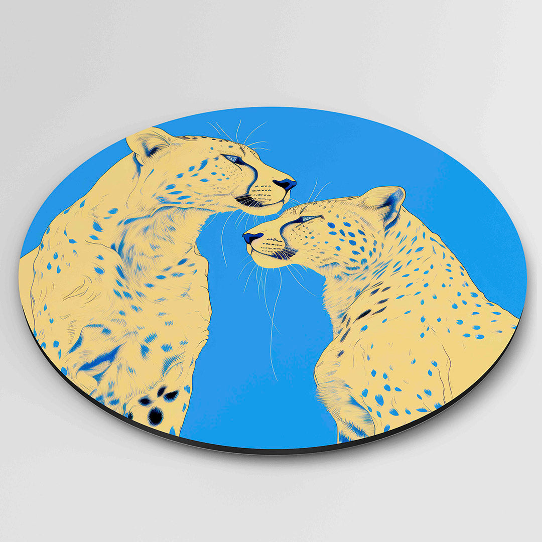 Twee cheeta's – moderne ronde wanddecoratie van WallArtistic